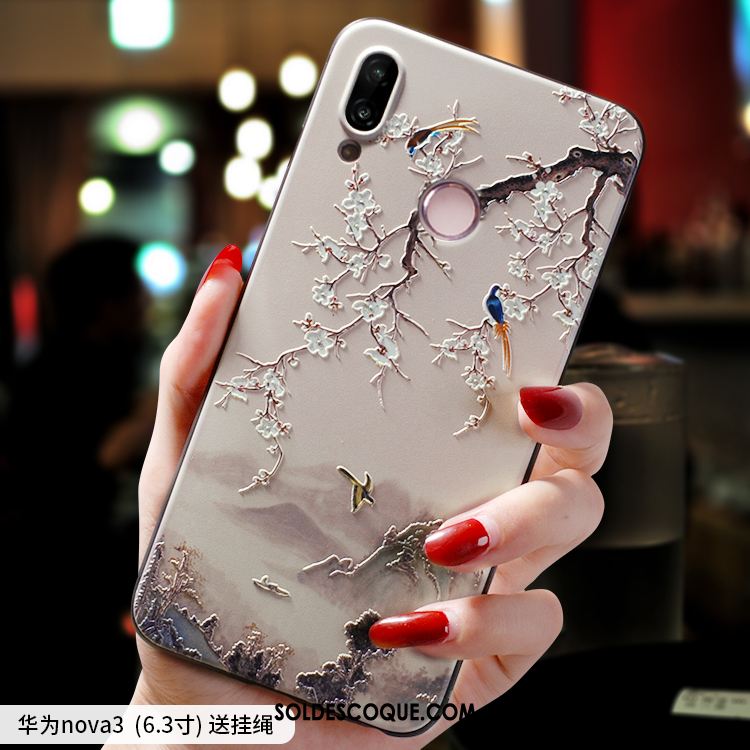 Coque Huawei Nova 3 Tout Compris Personnalité Silicone Délavé En Daim Marque De Tendance En Vente