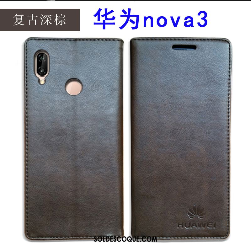 Coque Huawei Nova 3 Tout Compris Étui En Cuir Incassable Protection Cuir Véritable Pas Cher