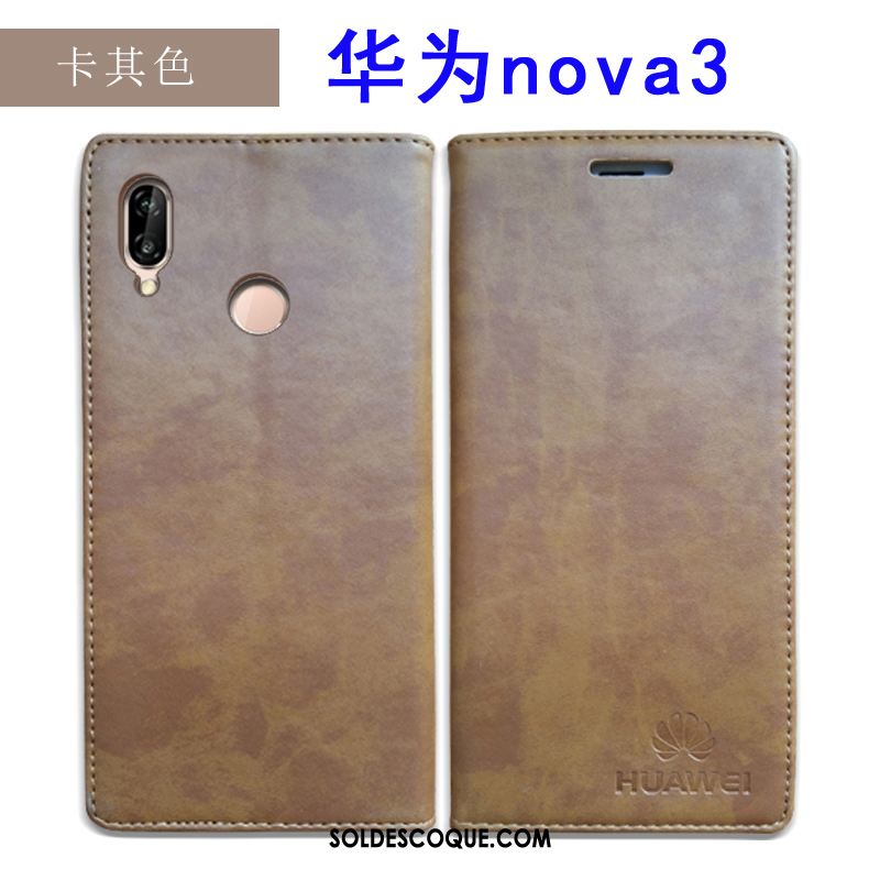 Coque Huawei Nova 3 Tout Compris Étui En Cuir Incassable Protection Cuir Véritable Pas Cher