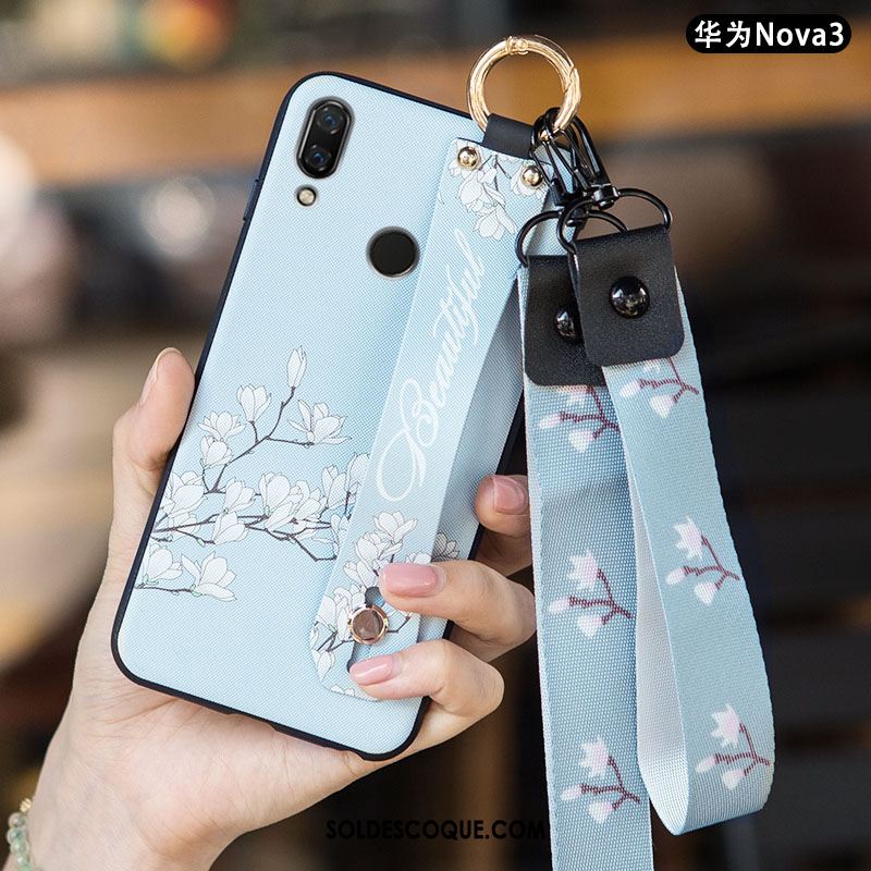 Coque Huawei Nova 3 Téléphone Portable Créatif Silicone Bleu Incassable Pas Cher