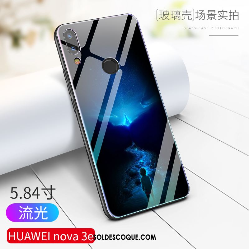 Coque Huawei Nova 3e Difficile Luxe Incassable Bleu Verre Soldes