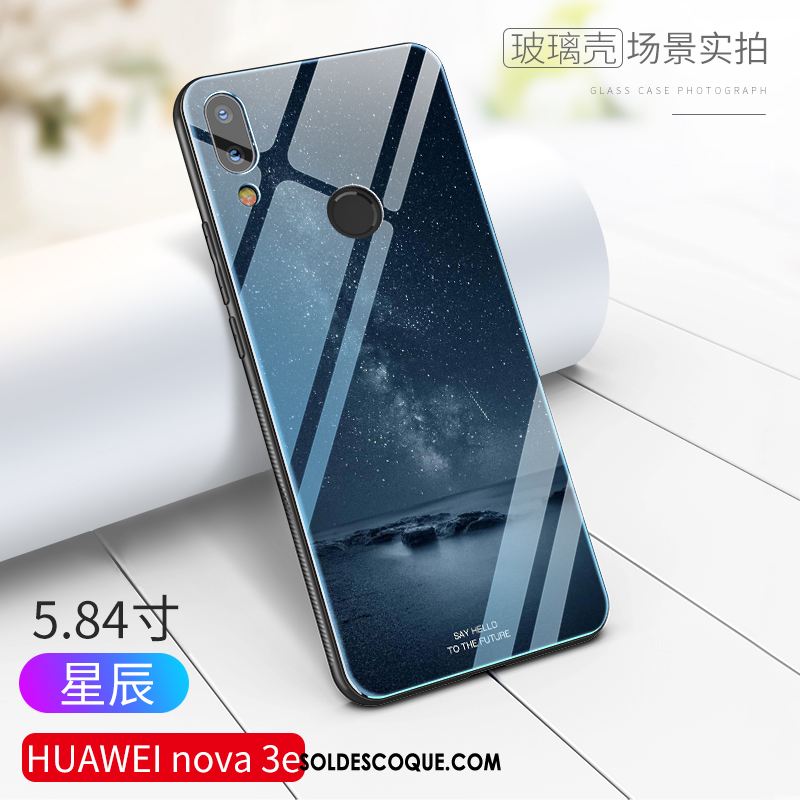 Coque Huawei Nova 3e Difficile Luxe Incassable Bleu Verre Soldes