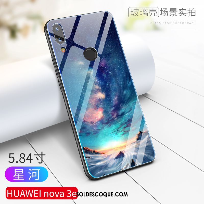 Coque Huawei Nova 3e Difficile Luxe Incassable Bleu Verre Soldes