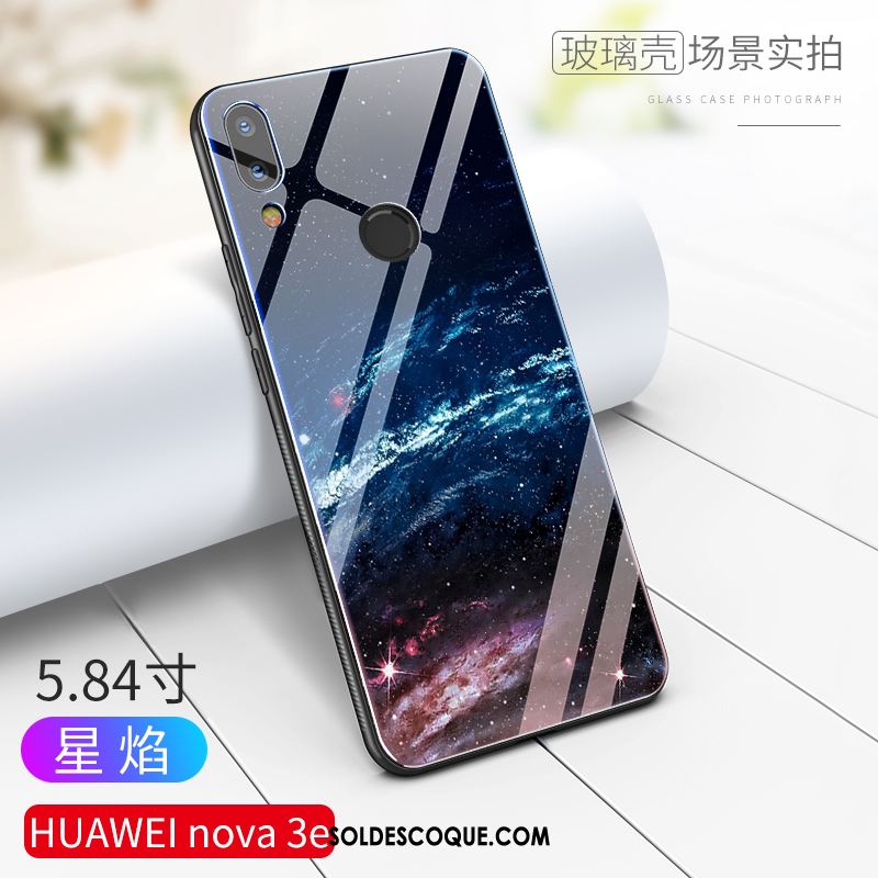 Coque Huawei Nova 3e Difficile Luxe Incassable Bleu Verre Soldes