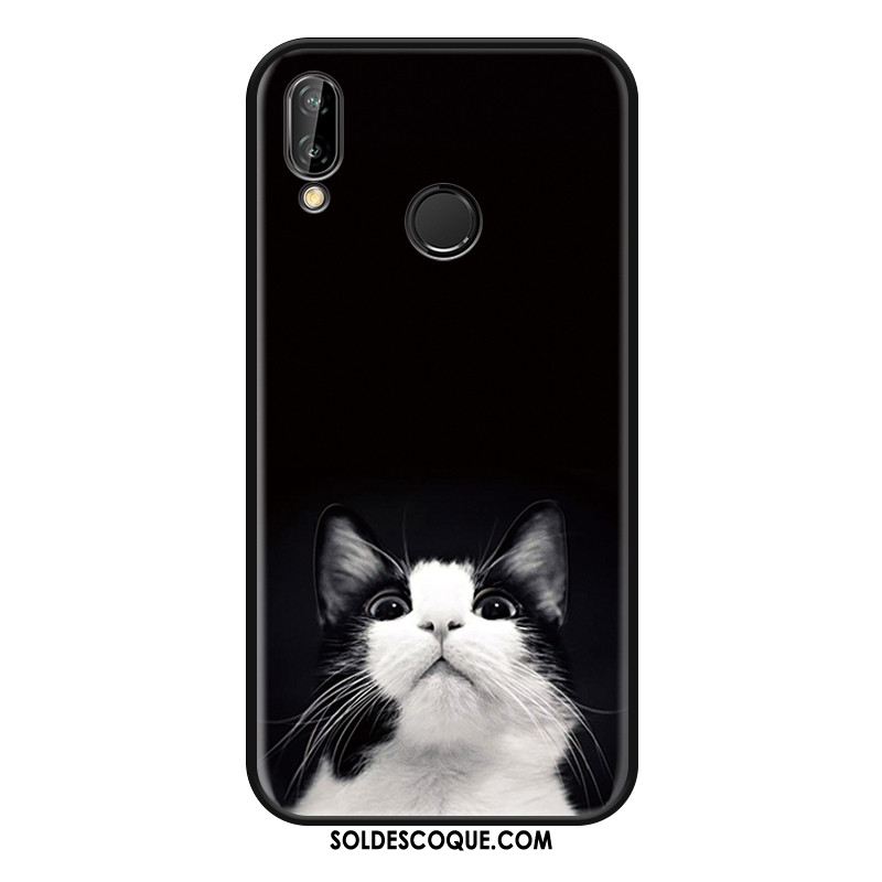 Coque Huawei Nova 3e Tout Compris Simple Protection Noir Dessin Animé En Ligne