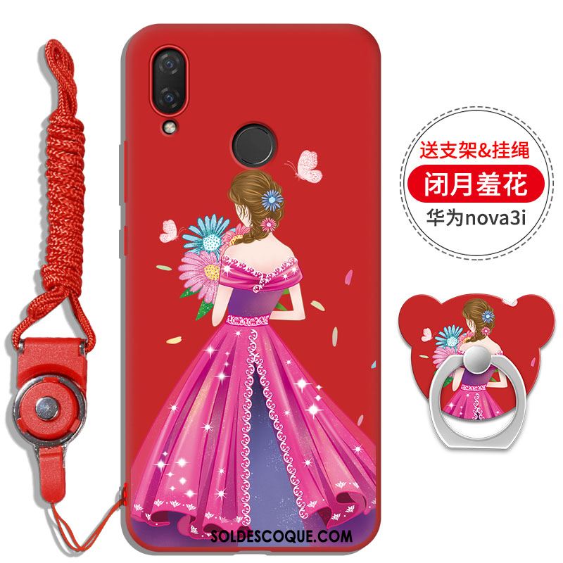 Coque Huawei Nova 3i Support Une Agrafe Rouge Strass Incruster Strass Pas Cher