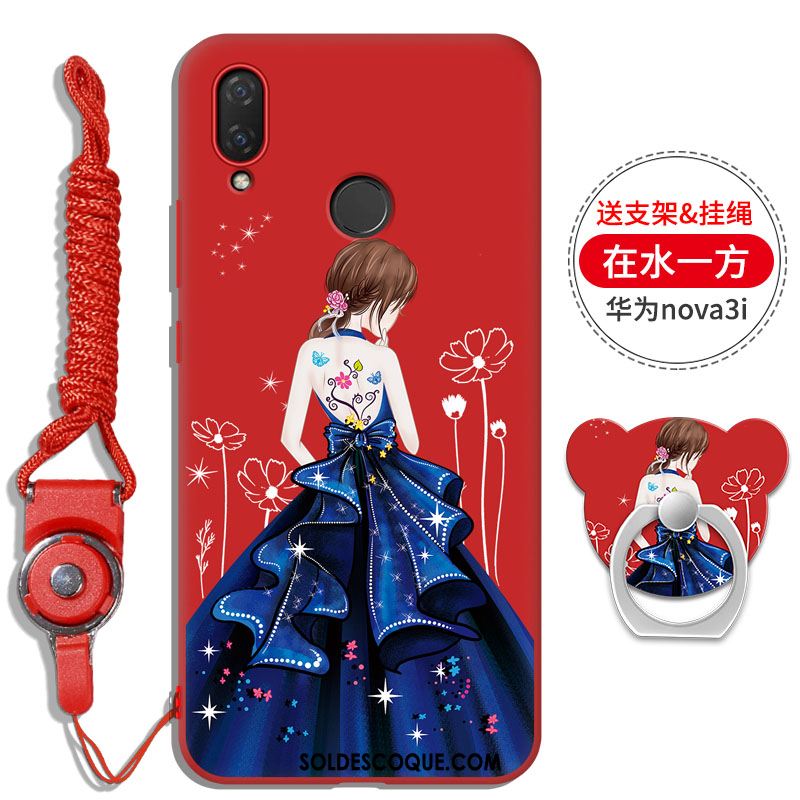 Coque Huawei Nova 3i Support Une Agrafe Rouge Strass Incruster Strass Pas Cher