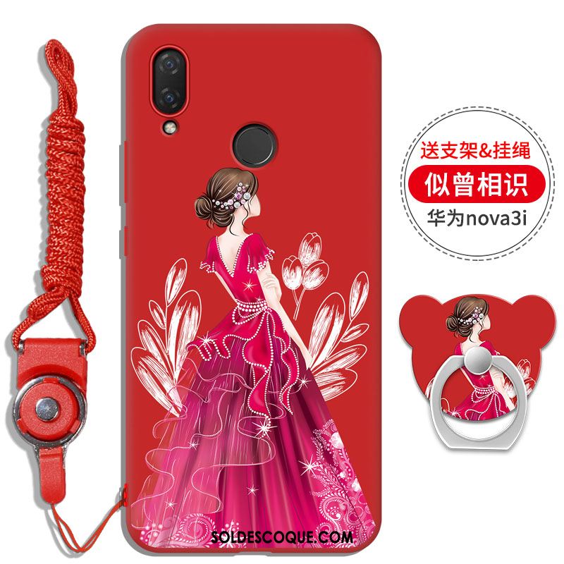 Coque Huawei Nova 3i Support Une Agrafe Rouge Strass Incruster Strass Pas Cher