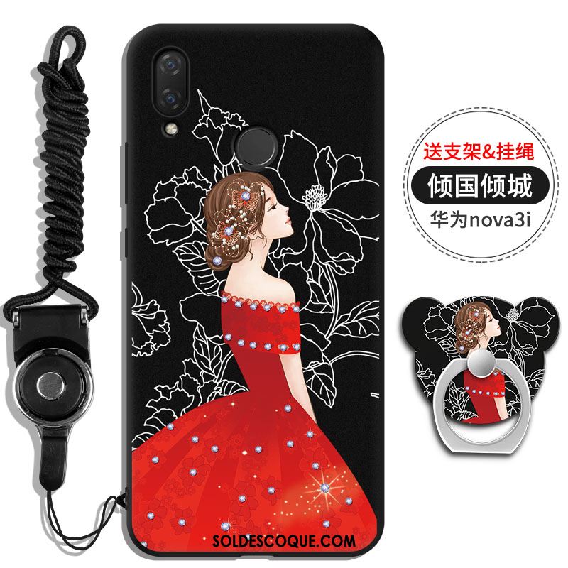 Coque Huawei Nova 3i Support Une Agrafe Rouge Strass Incruster Strass Pas Cher