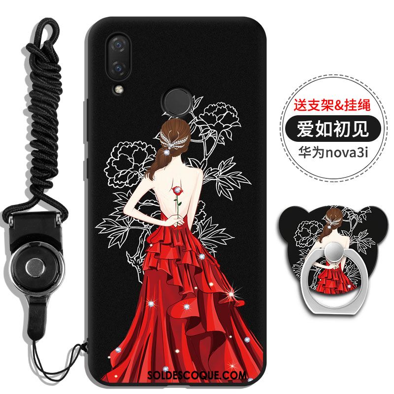 Coque Huawei Nova 3i Support Une Agrafe Rouge Strass Incruster Strass Pas Cher