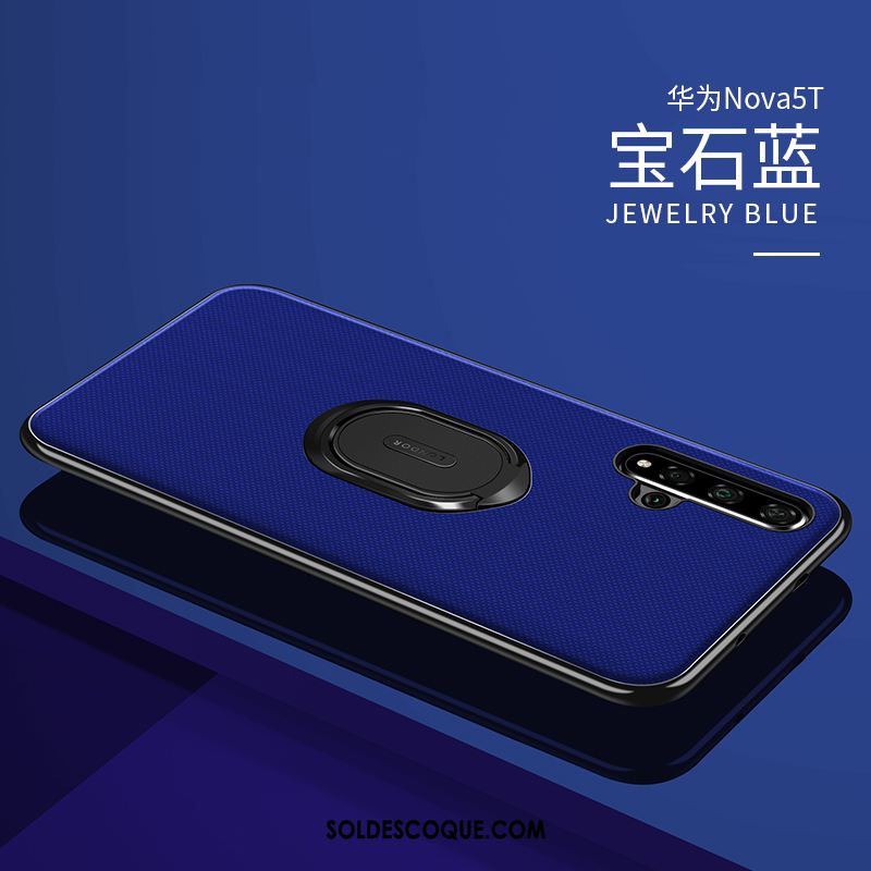Coque Huawei Nova 5t Bleu Téléphone Portable Incassable Étui En Cuir Très Mince France
