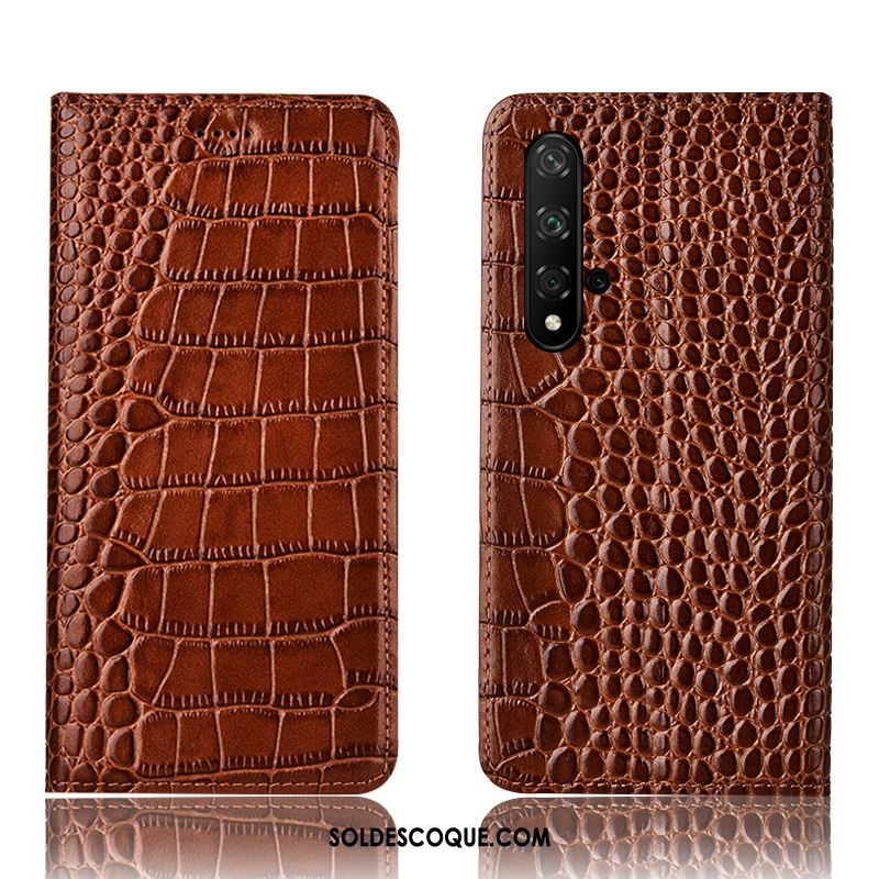 Coque Huawei Nova 5t Cuir Véritable Étui Téléphone Portable Protection Bleu Pas Cher