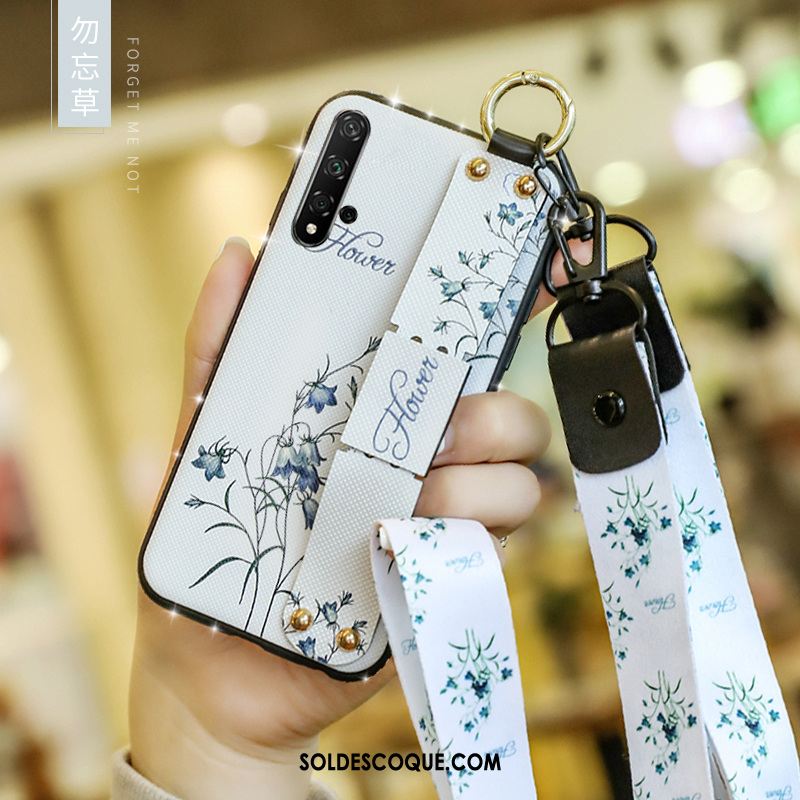 Coque Huawei Nova 5t Délavé En Daim Protection Bleu Fluide Doux Incassable Pas Cher