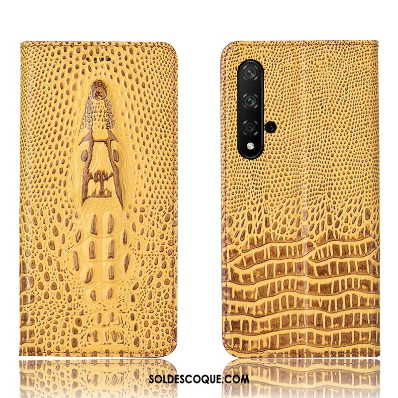 Coque Huawei Nova 5t Protection Étui Crocodile Incassable Cuir Véritable Soldes