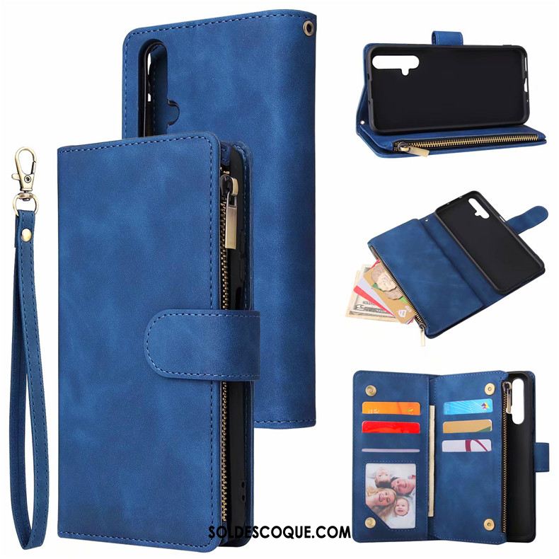 Coque Huawei Nova 5t Téléphone Portable Portefeuille Incassable Étui En Cuir Noir Housse En Vente