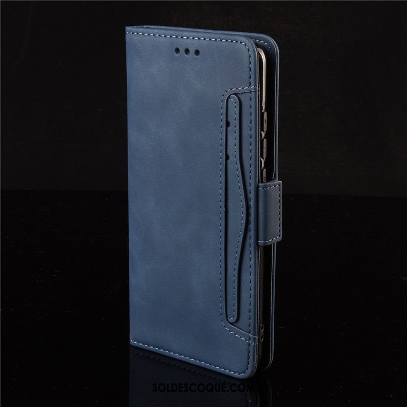 Coque Huawei Nova 5t Étui En Cuir Protection Bleu Marin Téléphone Portable Pas Cher