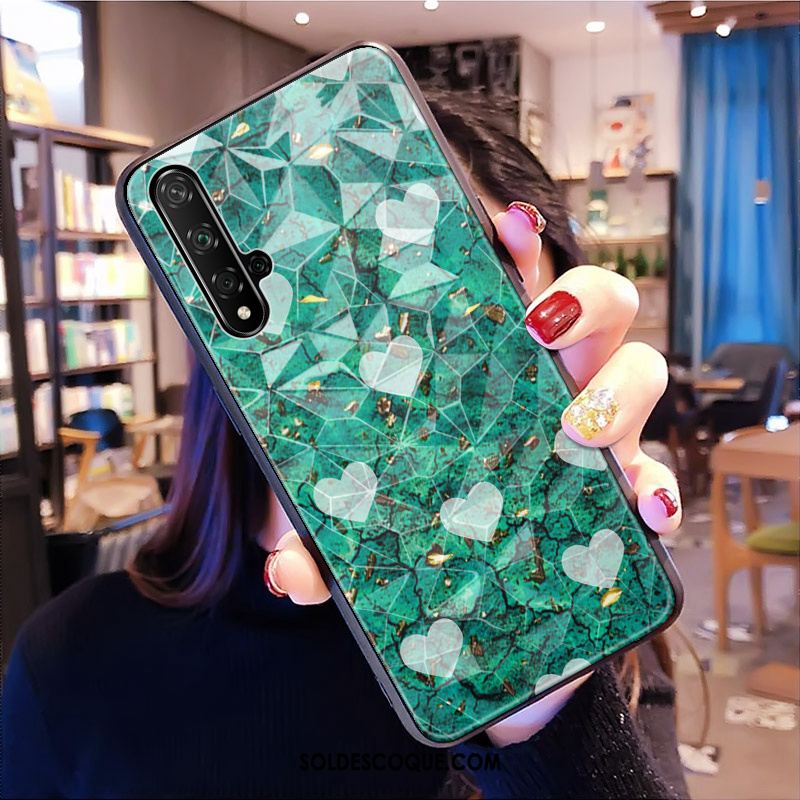 Coque Huawei Nova 5t Étui Modèle Fleurie Net Rouge Losange Marque De Tendance Soldes