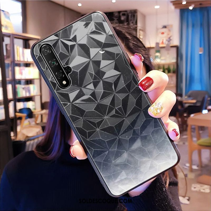 Coque Huawei Nova 5t Étui Modèle Fleurie Net Rouge Losange Marque De Tendance Soldes