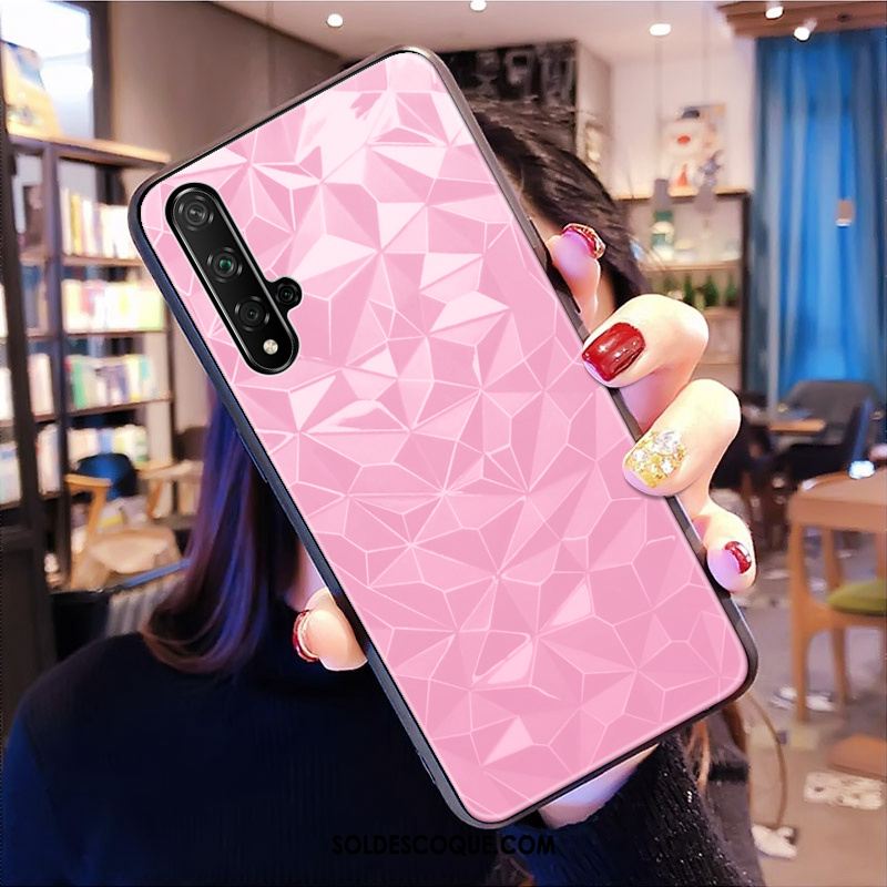 Coque Huawei Nova 5t Étui Modèle Fleurie Net Rouge Losange Marque De Tendance Soldes