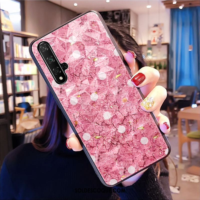 Coque Huawei Nova 5t Étui Modèle Fleurie Net Rouge Losange Marque De Tendance Soldes