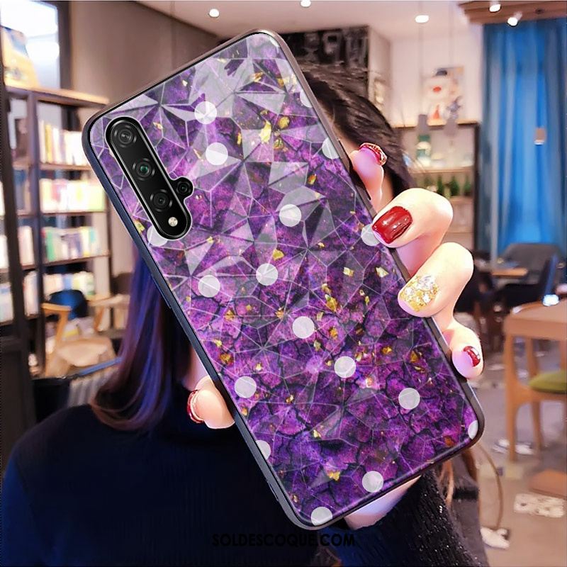 Coque Huawei Nova 5t Étui Modèle Fleurie Net Rouge Losange Marque De Tendance Soldes