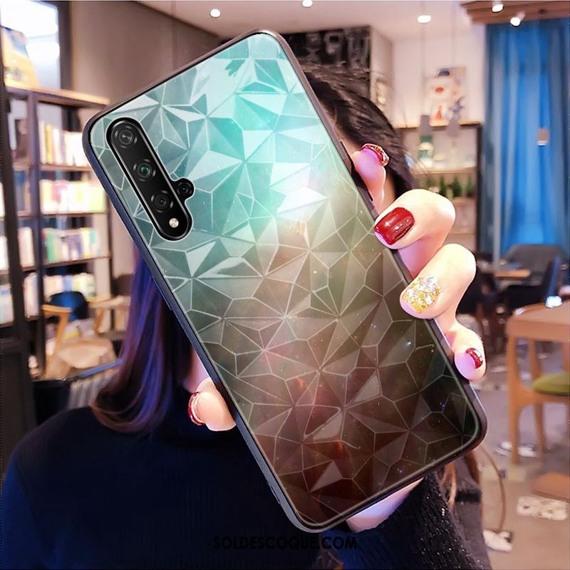 Coque Huawei Nova 5t Étui Modèle Fleurie Net Rouge Losange Marque De Tendance Soldes