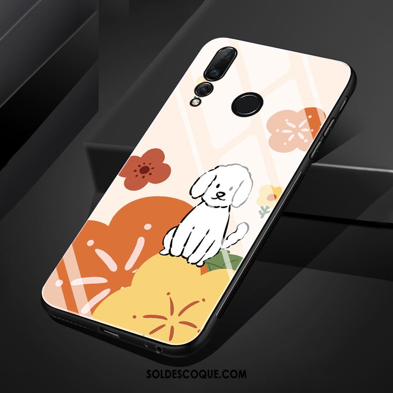 Coque Huawei P Smart+ 2019 Art Verre Blanc Fleurs Chat En Vente