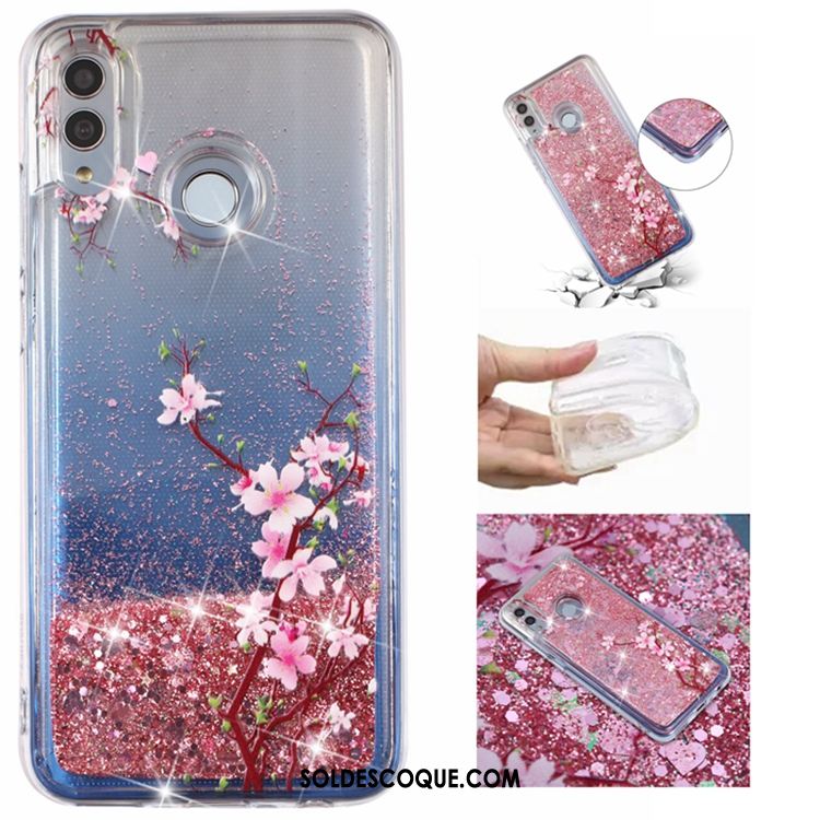 Coque Huawei P Smart 2019 Bleu Téléphone Portable Quicksand Liquide Étui Soldes