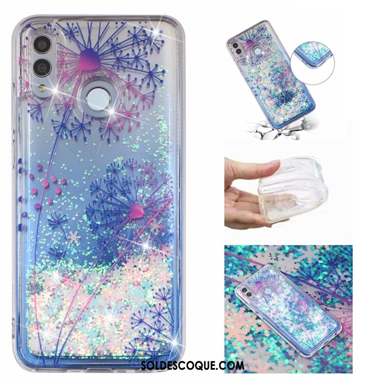 Coque Huawei P Smart 2019 Bleu Téléphone Portable Quicksand Liquide Étui Soldes