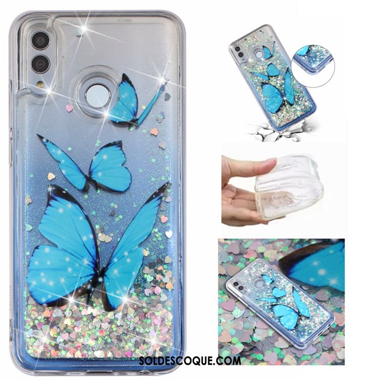 Coque Huawei P Smart 2019 Bleu Téléphone Portable Quicksand Liquide Étui Soldes