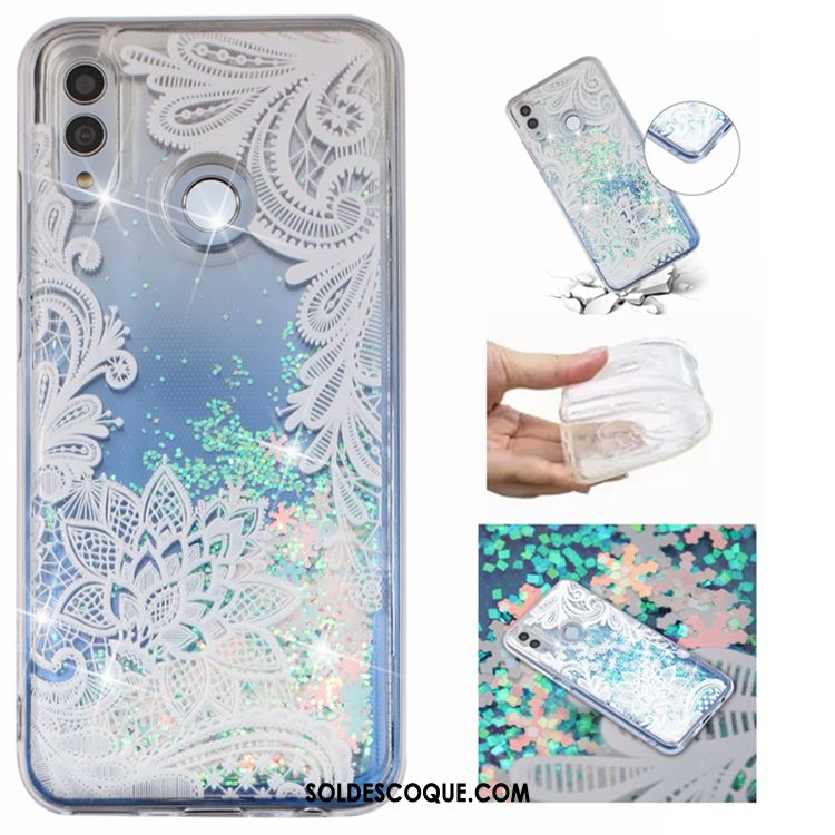 Coque Huawei P Smart 2019 Bleu Téléphone Portable Quicksand Liquide Étui Soldes