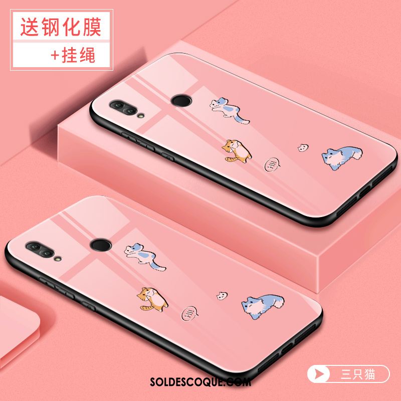 Coque Huawei P Smart 2019 Dessin Animé Jeunesse Net Rouge Verre Créatif En Vente