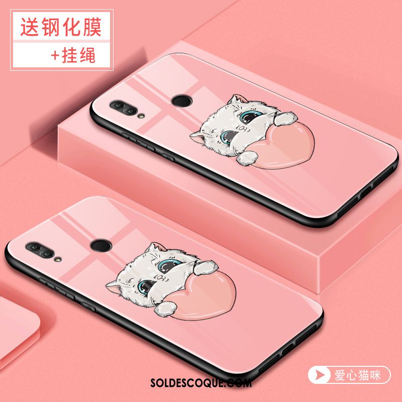 Coque Huawei P Smart 2019 Dessin Animé Jeunesse Net Rouge Verre Créatif En Vente