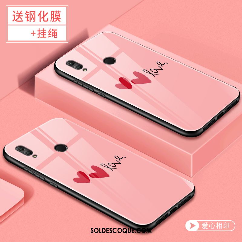 Coque Huawei P Smart 2019 Dessin Animé Jeunesse Net Rouge Verre Créatif En Vente