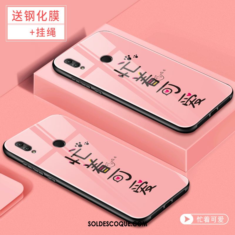 Coque Huawei P Smart 2019 Dessin Animé Jeunesse Net Rouge Verre Créatif En Vente