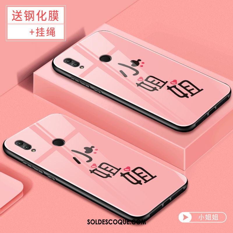 Coque Huawei P Smart 2019 Dessin Animé Jeunesse Net Rouge Verre Créatif En Vente