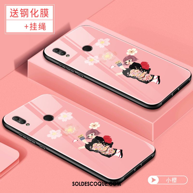 Coque Huawei P Smart 2019 Dessin Animé Jeunesse Net Rouge Verre Créatif En Vente