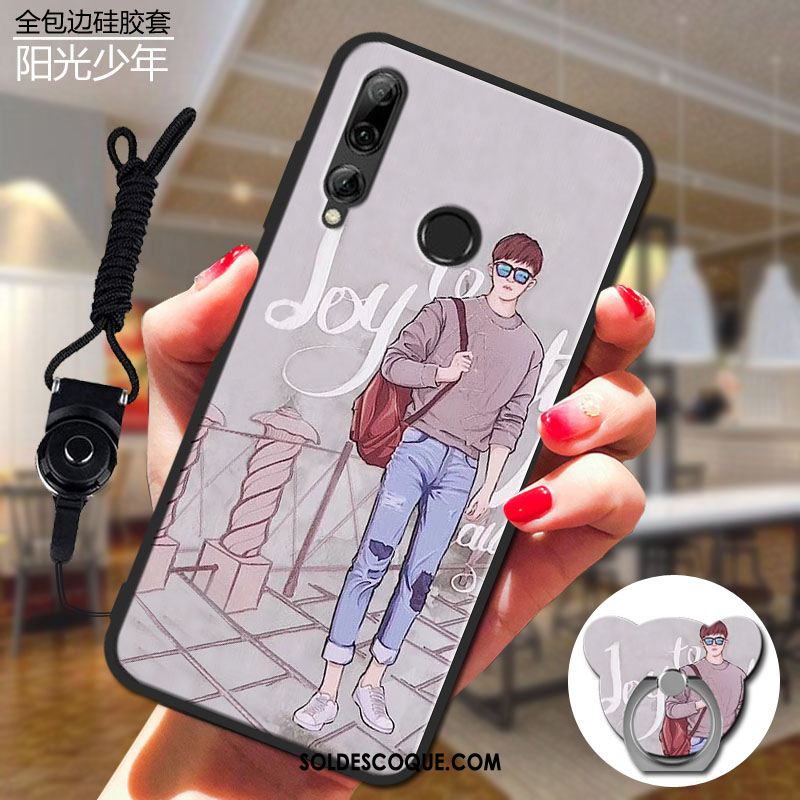 Coque Huawei P Smart+ 2019 Dessin Animé Silicone Téléphone Portable Gris En Vente