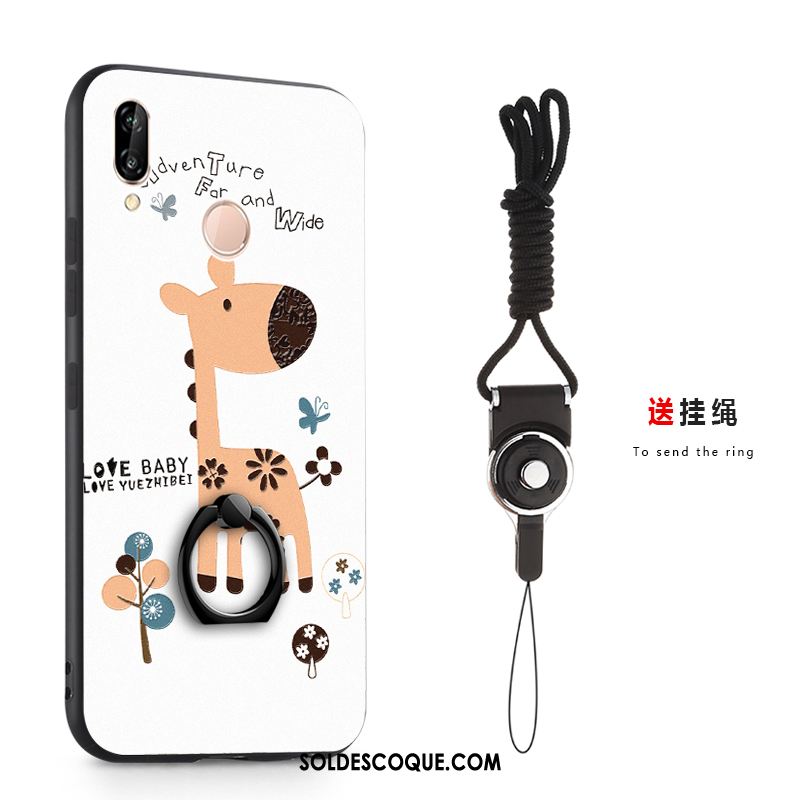 Coque Huawei P Smart 2019 Délavé En Daim Téléphone Portable Support Anneau Gris Housse En Vente