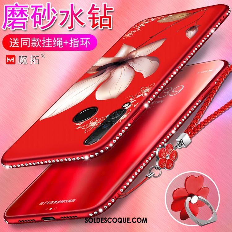 Coque Huawei P Smart+ 2019 Fluide Doux Étui Téléphone Portable Rouge Support Soldes