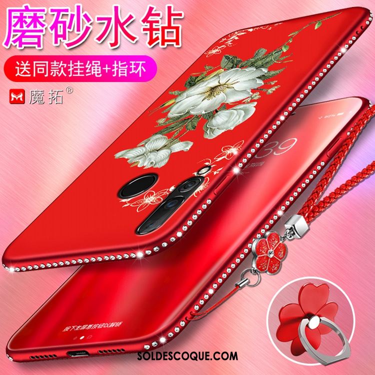 Coque Huawei P Smart+ 2019 Fluide Doux Étui Téléphone Portable Rouge Support Soldes
