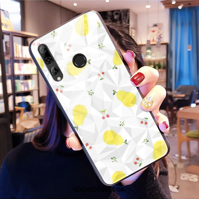 Coque Huawei P Smart+ 2019 Jaune Marque De Tendance Téléphone Portable Modèle Fleurie Silicone Housse Soldes