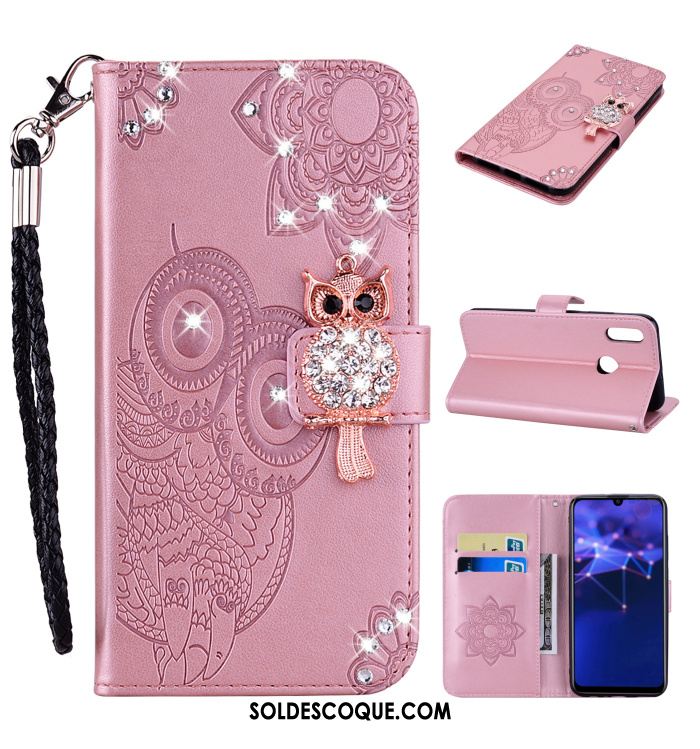 Coque Huawei P Smart 2019 Strass Chat Téléphone Portable Étui En Cuir Rouge En Ligne