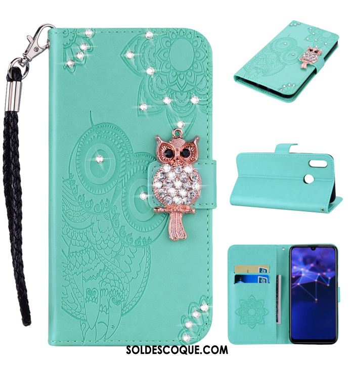 Coque Huawei P Smart 2019 Strass Chat Téléphone Portable Étui En Cuir Rouge En Ligne