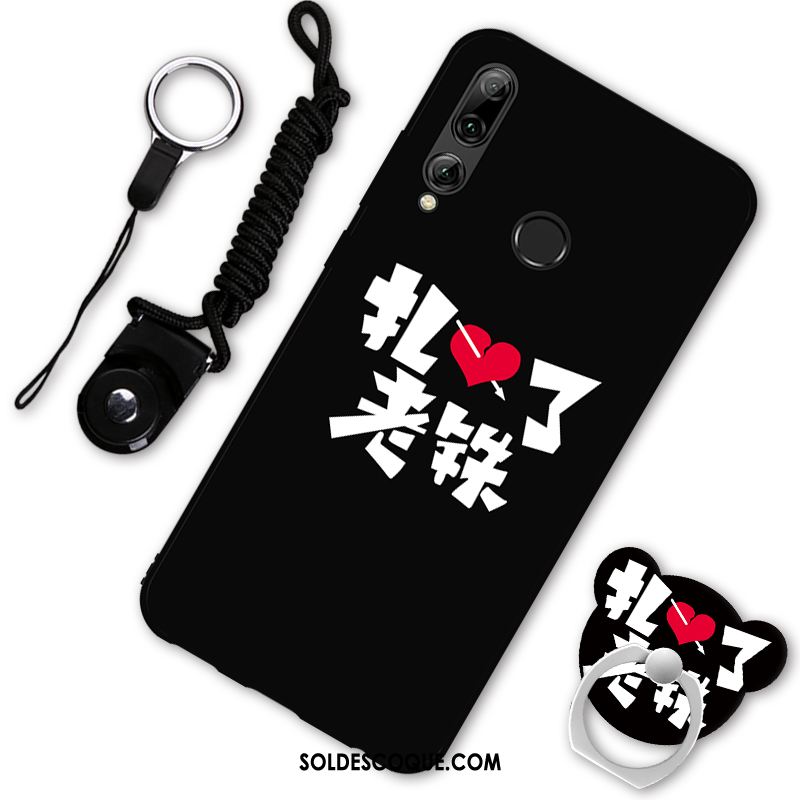 Coque Huawei P Smart+ 2019 Téléphone Portable Noir Amoureux Étui Fluide Doux Pas Cher