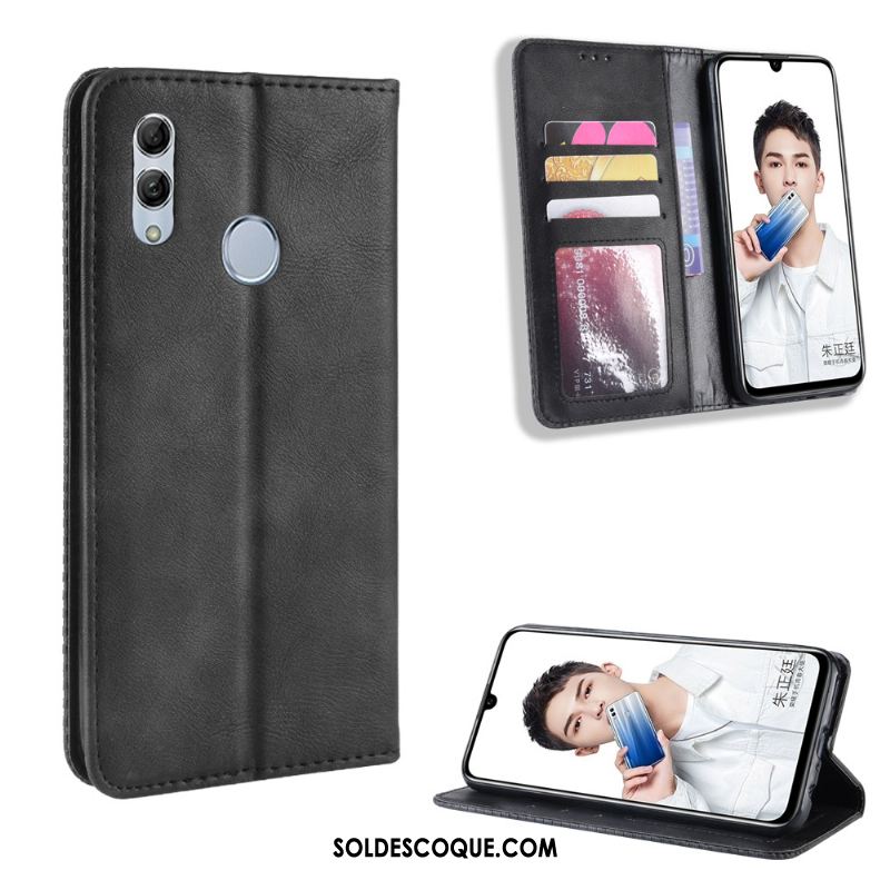 Coque Huawei P Smart 2019 Étui En Cuir Modèle Fleurie Bleu Téléphone Portable Vintage Pas Cher