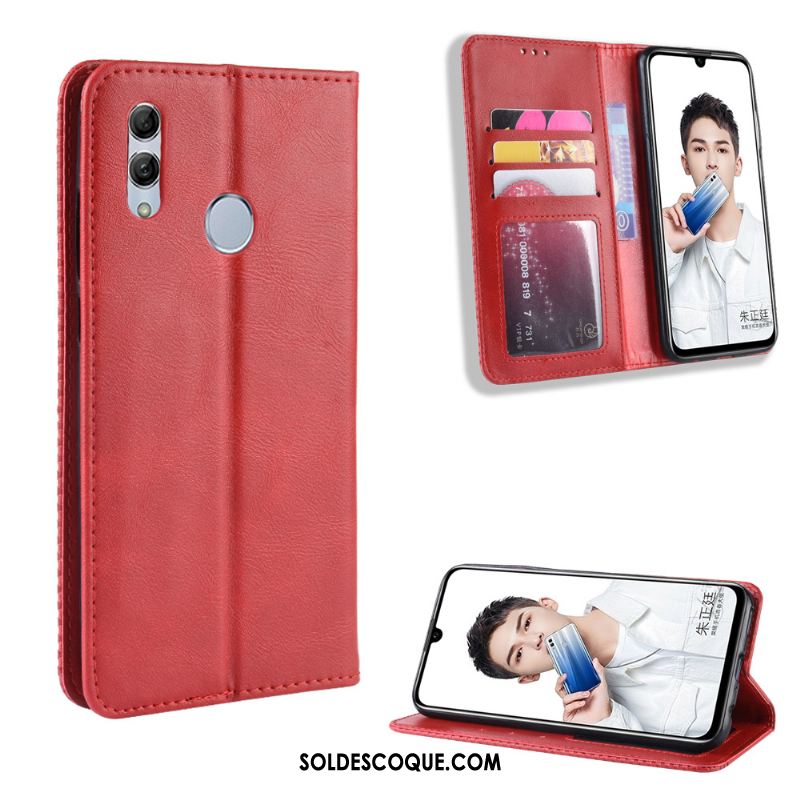 Coque Huawei P Smart 2019 Étui En Cuir Modèle Fleurie Bleu Téléphone Portable Vintage Pas Cher