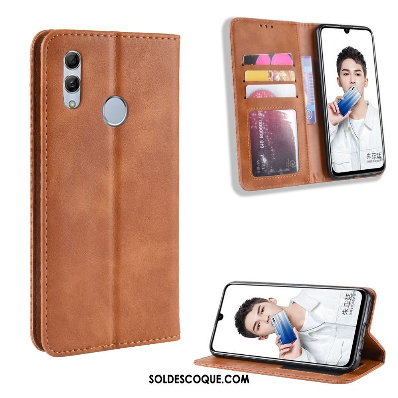 Coque Huawei P Smart 2019 Étui En Cuir Modèle Fleurie Bleu Téléphone Portable Vintage Pas Cher