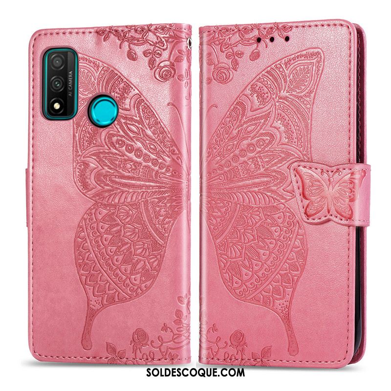 Coque Huawei P Smart 2020 En Relief Étui En Cuir Protection Charmant Papillon En Vente