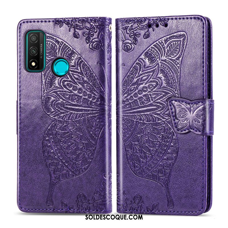 Coque Huawei P Smart 2020 En Relief Étui En Cuir Protection Charmant Papillon En Vente